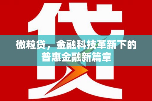 桐梓微粒贷，金融科技革新下的普惠金融新篇章